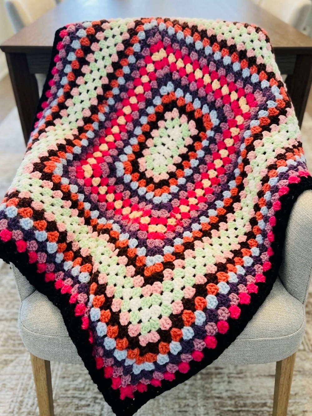 NWT Handmade Crochet Chenille Granny Rectangle Blanket